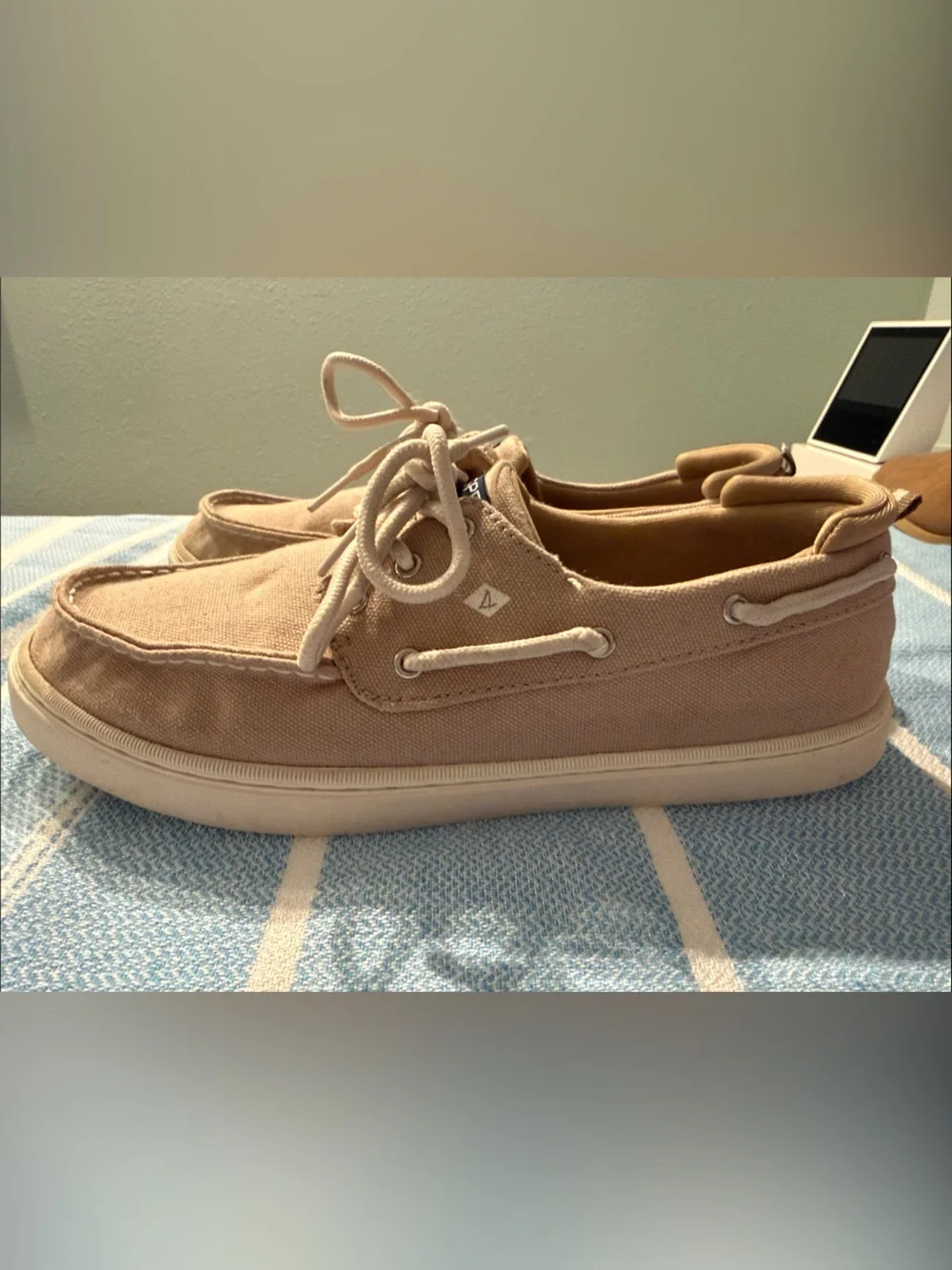 Sperry Beige Canvas Boat Shoes